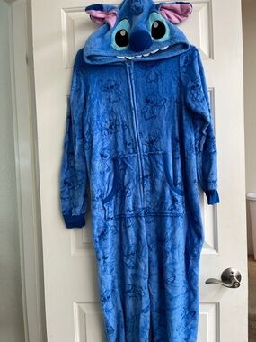 Disney Blue Stitch Hooded Fleece Onesie